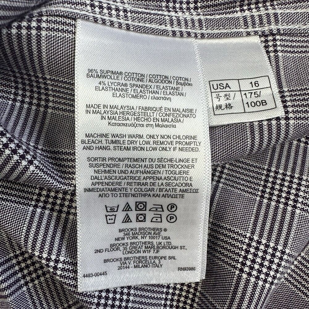 Brooks Brothers Shirt Mens Large 16-34 Purple Plaid Milano Fit Oxford Preppy - Picture 6 of 8